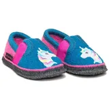 KITZ-PICHLER Hausschuh Bobby Appl. Einhorn in arctic blue/lippstick | Gr.: 32