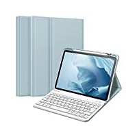 Fintie Tastatur Hülle für iPad Pro 11 2022 (4. Generation)/ iPad Pro 11 2021(3. Generation)/ 2020/2018, Keyboard case mit magnetisch Abnehmbarer Deutscher Tastatur mit QWERTZ Layout, Eisblau