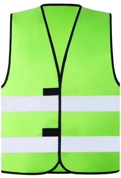 Warnweste „Wolfsburg“, Schwarzer Saum, Neongrün, Größe XL - schwarz - XL