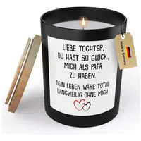 22Feels Duftkerze Deko Tochter Geschenk v. Papa 18. Geburtstag Weihnachten Abi Mädchen, MADE IN GERMANY, Europäisches Sojawachs, Handgegossen schwarz