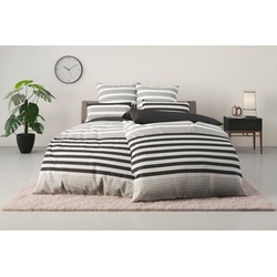 Bettwäsche Majoran in Gr. 135×200, 155×220 oder 200×200 cm, H.I.S, Polycotton recycelt, 2 teilig, gestreifte Bettwäsche in verschiedenen Qualitäten grau 1 St. x 135 cm x 200 cm
