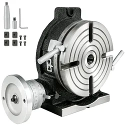VEVOR Teilapparat Rundtisch 200mm Rundteiltisch Horizontal-Vertikal Teilkopf Teilapparat schwenkbar zum Fräsen und Bohren