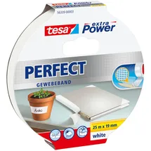 Tesa extra Power Perfect Gewebeband Weiß 25 m x 19 mm