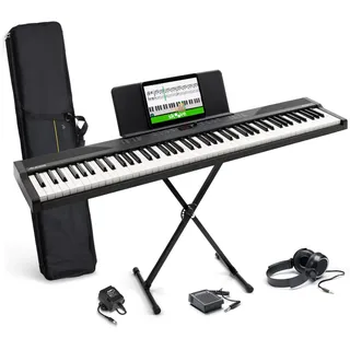 Alesis Keyboard E-Piano mit 88 Tasten, 480 Sounds, Lautsprechern, USB-MIDI, Tragetasche, Ständer, Kopfhörer, Pedal und Klavierlektionen für Anfänger