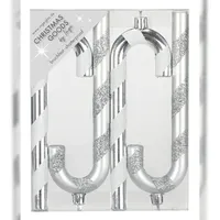 INGE-GLAS 4 Zuckerstangen 14cm Kunststoff Christbaumschmuck Weihnachtsbaumschmuck klein