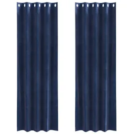 vidaXL Verdunkelungsvorhänge 2 pcs Dunkelblau 140 x 225 cm Samt