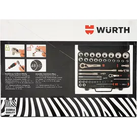 Würth Zebra Steckschlüsselsatz 1/4 + 1/2 Zoll Knarrenkasten 59-tlg