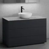neoro n50 Unterschrank B: 120 cm mit 3 Auszügen, Waschtisch Ø 45 cm weiß matt, B: 120.5 BN0106WM+BN0454BM+BN0404C3