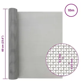 vidaXL Maschendrahtzaun 60 x 1000 cm Edelstahl/Silber