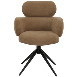 Mendler 6er-Set Esszimmerstuhl HWC-O77, Küchenstuhl Stuhl, drehbar Auto-Return, Stoff (310g/m2) Chenille Öko-Tex ~ hellbraun