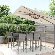 vidaXL Gartenbar-Set 9-tlg. Grau