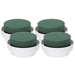 mosy Deko-Schale mit Nass-Steckschwamm, rund, 10 cm Ø, 4 Stück