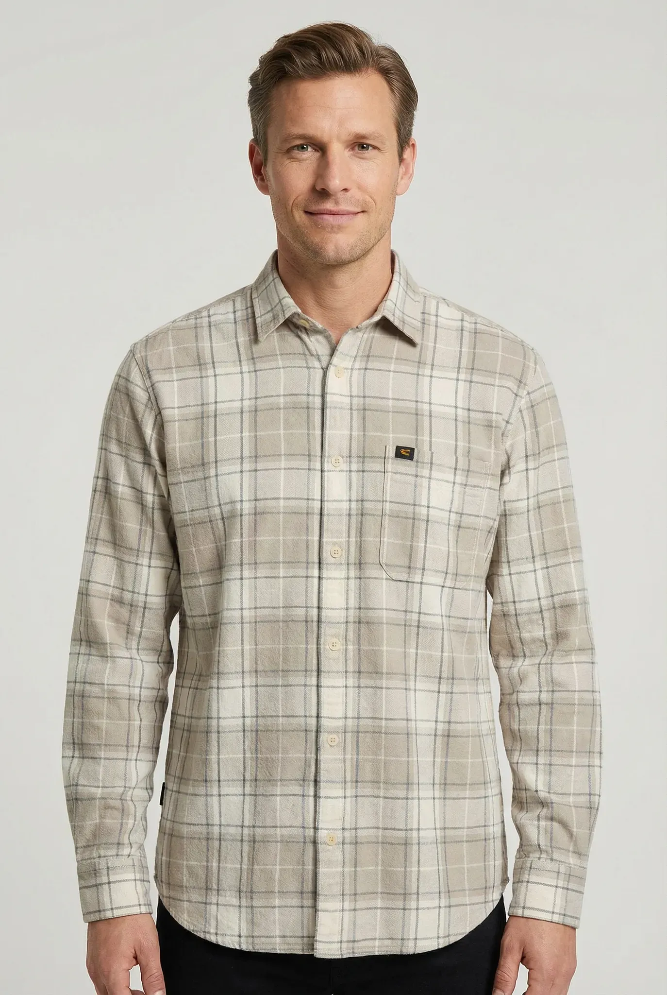 Langarmhemd CAMEL ACTIVE, Herren, Gr. XL, N-Gr, stormy blau, Web, Obermaterial: 100% Baumwolle, kariert, normal hüftbedeckend, Rundhals, 2-Knopf-Manschette, Hemden, mit Karo-Muster