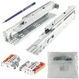 Blum Tandem Vollauszug Set, Schubladenauszug 380mm Blumotion mit praktischer Blum Kupplung, Schubladenführung Tragkraft 30kg - 1 Paar Schubladenschienen mit Kupplung