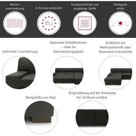 DOMO collection Ecksofa »Norma, elegant & modern, mit flachen Armlehnen, Breite 268cm, L-Form« wahlweise mit Bettfunktion braun