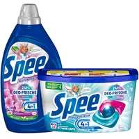 SPEE Deo-Frische-Set Gel 22 Waschladungen & Power Caps 18 Waschladungen Deo-Frische Blütenfrische & Frische-Kick, 4 + 1 Formel, für Temperaturen ab 20° C