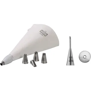 ORIGINAL KAISER | 8-TLG. Spritzbeutel-XL Set inkl. Fülltülle 4 mm | rostfreier Edelstahl | 6 Verschiedene Tüllen | wiederverwendbar | ideal zum garnieren und füllen von Gebäck