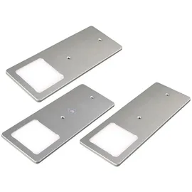 Kalb Material Für Möbel kalb LED Unterbauleuchten Silber 5W sehr flache Küchenleuchte Touchdimmfunktion 3er Set Warmweiß