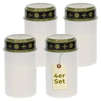 4er Grablichter LED Batteriebetrieben Ewiges Licht Set Grabkerzen LED für draußen Friedhofskerzen lange Leuchtdauer Grablampen Wetterfest Flackernd
