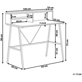 Beliani Schreibtisch heller Holzfarbton Spannplatte/metall mit Ablage 100x50 cm Büro Kinderzimmer Schule