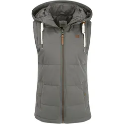Kurzweste OXMO "Kurzweste OXAlita", Damen, Gr. M, grau (dunkelgrau), Obermaterial: 70% Baumwolle CO. 30% Nylon NY., Westen