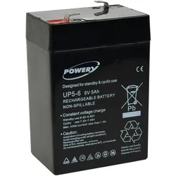 Powery Blei-Gel Akku für Boote Modellbau Wohnmobile Hobby Camping 6V 5Ah (ersetzt auch 4Ah 4,5Ah)