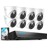 Reolink 12MP PoE Kamerasystem, 16-Kanal NVR mit 2TB HDD für 24/7 Aufzeichnung und 4 Dome Überwachungskameras mit Personen-/Fahrzeugerkennung,