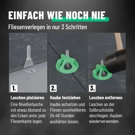 greate 250-teiliges Fliesen Nivelliersystem 2mm - Fliesen Verlegehilfe