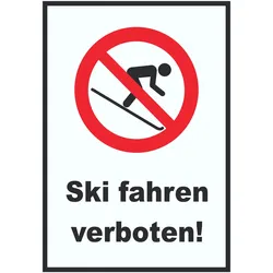 Ski fahren verboten! Schild A4 (210x297mm)