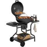 Holzkohlegrill Bbq Smoker Mit Seitentischen Deckel Thermometer Räder 129 X 63,5 X 106,5 Cm