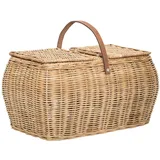 Bloomingville Picknickkorb aus Rattan in der Farbe Braun, Maße: 44cm x 44cm x 26cm, 90907051