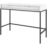 Feldmann-Wohnen Schreibtisch Nova (Metallgestell, 2 Schubladen, klare Kanten, geradliniges Design, 1-St., Riffel-Optik Front, goldfarbene Metallgriffe, ABS-Kanten), 104x50x78cm, Fronten mit ausdrucksstarkem geriffelten Muster weiß