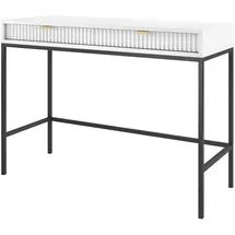 Feldmann-Wohnen Schreibtisch Nova (Metallgestell, 2 Schubladen, klare Kanten, geradliniges Design, 1-St., Riffel-Optik Front, goldfarbene Metallgriffe, ABS-Kanten), 104x50x78cm, Fronten mit ausdrucksstarkem geriffelten Muster weiß