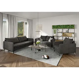 s-style möbel Auris - Modernes Sofa 2-Sitzer Mit Schwarz Metall Füßen Aus Graphit, Luxusmicrofaser