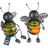 GLOBO bmf-versand® Outdoor Deko Biene 2er Set - Solar Dekofigur 25 cm - Außenbeleuchtung mit LED Solarleuchte Metall Biene - Leuchtfigur Außen LEUCHTE 71966748