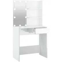 vidaXL Schminktisch mit LED Hochglanz-Weiß 74,5x40x141 cm