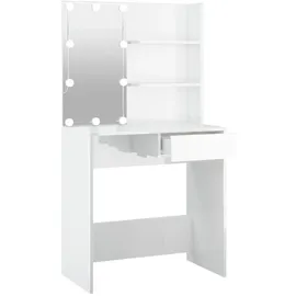 vidaXL Schminktisch mit LED Hochglanz-Weiß 74,5x40x141 cm