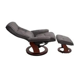 Robas Lund MCA Relaxsessel Hamilton, Fernsehsessel Hocker, Stoff/Textil 130kg belastbar ~ dunkelgrau, walnussfarben