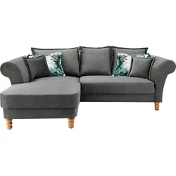 Ecksofa HOME AFFAIRE "Tassilo L-Form", schwarz (asche), B:262cm H:95cm T:198cm, 100% Polyester, Sofas