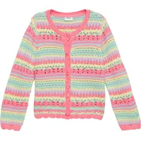 S.Oliver - Strickcardigan mit Ajour-Streifenmuster, Kinder, pink|mehrfarbig, 116/122