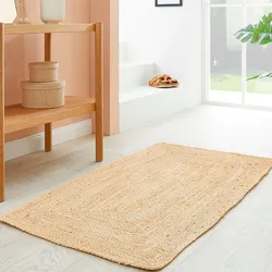 Teppich LUXOR LIVING "Ibo, Juteteppich", beige (creme), B:120cm H:7mm L:170cm, Jute, Baumwolle, Teppiche, Wendeteppich, handgeflochten, Naturfaser, Boho-Style
