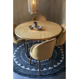 Dutchbone Esstisch CLASS EICHE mit Fischgrät Platte rund Ø 120 cm von DutchBone - Schwarz