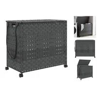 vidaXL Wäschekorb mit Rollen Grau 66x35x60 cm Rattan