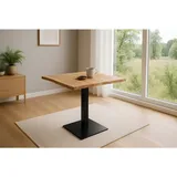 sam möbel gmbh Bistrotisch Baumkante massiv 80 x 80 cm Akazie Naturfarben schwarz Säulengestell Iris - 2 Jahre Gewährleistung - mind. 14 Tage Rückgaberecht - Beige
