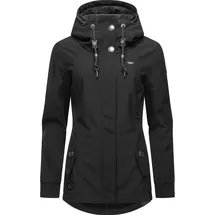 Ragwear Damen, Übergangsjacke Funktionsjacke Softshelljacke wasserabweisend mit Kapuze Monadde Softshell Black Gr. L - L