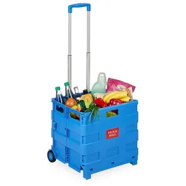 Relaxdays Einkaufstrolley blau