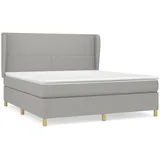 vidaXL Boxspringbett mit Matratze Hellgrau 180x200 cm Stoff1395199