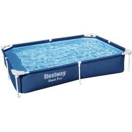 BESTWAY Steel Pro Frame Pool 221 x 150 x 43 cm inkl. Filterpumpe und Reparaturset