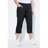Ulla Popken Cargoshorts 7/8-Cargohose Komfortbund schwarz 52