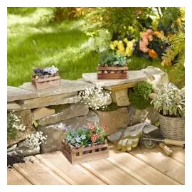Relaxdays Blumenkasten 25,5 x 18,5 x 12 cm Braun Komplettset
